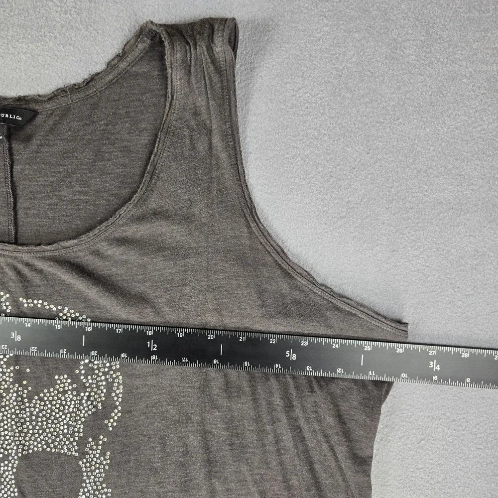 Rock & Republic Shirt Womens 2XL Gray Skull Rhinestone Tank Top Sleeveless Punk - Picture 6 of 6